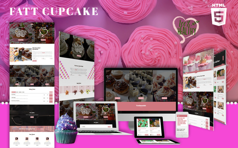 Postre y panadería HTML5 | Plantilla Web para Sitio de Fatt Cupcake