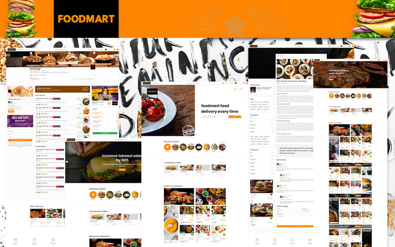 Restaurantvermeldingen en levering van eten HTML5 | Template voor FoodMart-website