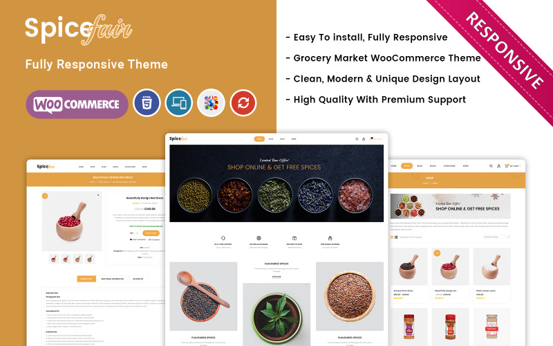 Spicefair - адаптивная тема WooCommerce для продуктового магазина