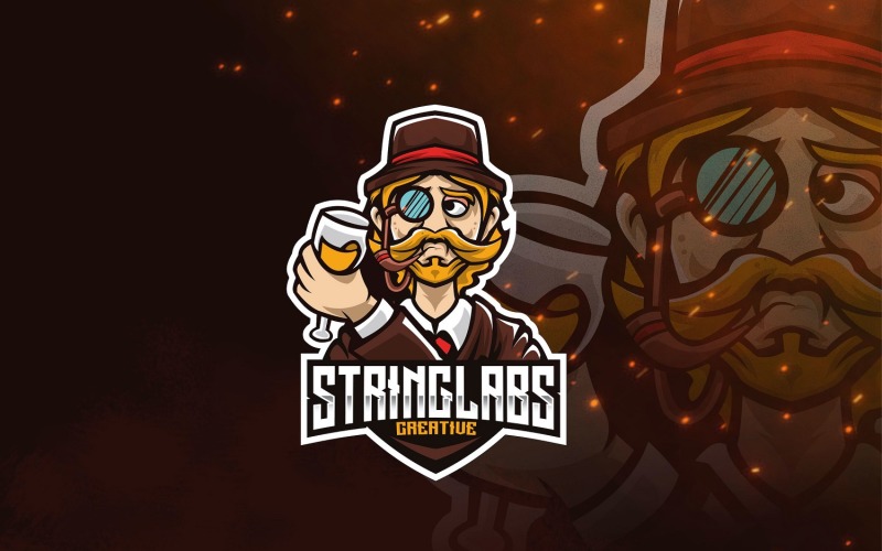 Download Шаблон логотипа "StringLabs Esport Logo Template" / StringLabs Esport Logo Template - Шаблон логотипа на тему графика esport,logoesport,gaming,logotemplate,richman,professor,hipster,man,character,illustration,vector,graphic,player,team,stream