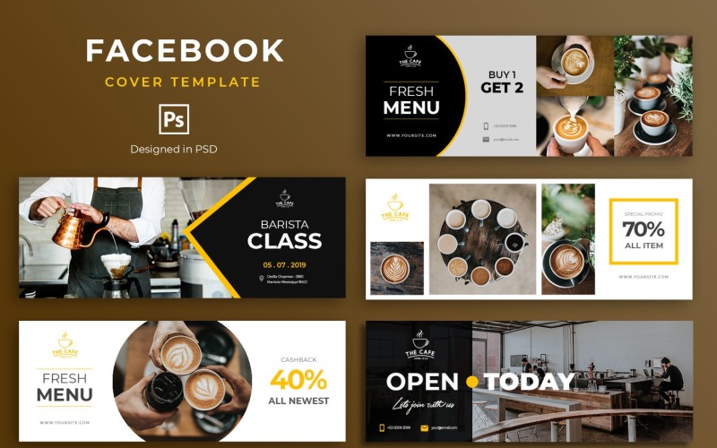 Download Шаблон для соцсетей "Barista Class Social Media Template" / Barista Class Social Media Template - Шаблон для соцсетей на тему графика facebook,cover,templates,template,covers,social,media,promotion,website,shop,ecommerce,magazine,design,fb,creative