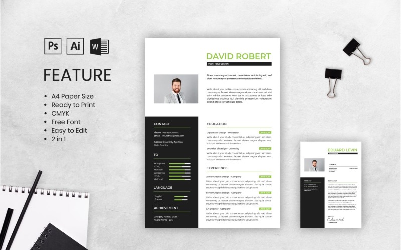 Download Резюме "CV David Robert Resume Template" / CV David Robert Resume Template - Резюме на тему графика resume,cv,job,business,work,curriculum,interview,vitae,personal,paper,professional,portfolio,letter,application,employment