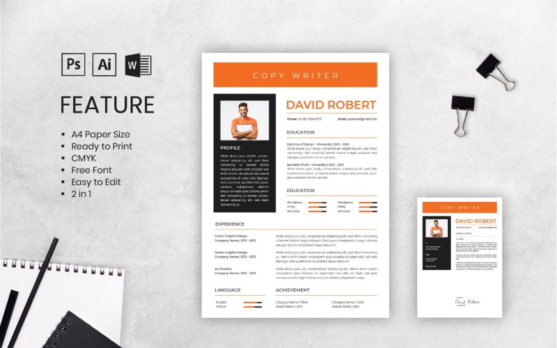 Download Резюме "CV David Robert Resume Template" / CV David Robert Resume Template - Резюме на тему графика resume,cv,job,business,work,curriculum,interview,vitae,personal,paper,professional,portfolio,letter,application,employment
