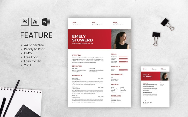 Download Резюме "CV Emely Stuwerd Resume Template" / CV Emely Stuwerd Resume Template - Резюме на тему графика resume,cv,job,business,work,curriculum,interview,vitae,personal,paper,professional,portfolio,letter,application,employment