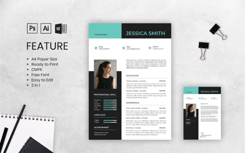 Download Резюме "CV Jessica Smith Resume Template" / CV Jessica Smith Resume Template - Резюме на тему графика resume,cv,job,business,work,curriculum,interview,vitae,personal,paper,professional,portfolio,letter,application,employment