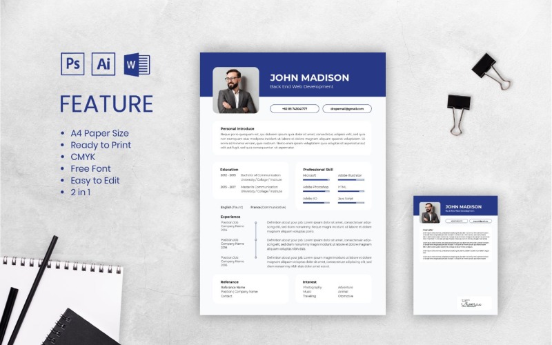 Download Резюме "CV John Madison Resume Template" / CV John Madison Resume Template - Резюме на тему графика resume,cv,job,business,work,curriculum,interview,vitae,personal,paper,professional,portfolio,letter,application,employment