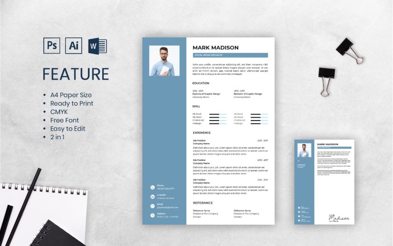 Download Резюме "CV Mark Madison Resume Template" / CV Mark Madison Resume Template - Резюме на тему графика resume,cv,job,business,work,curriculum,interview,vitae,personal,paper,professional,portfolio,letter,application,employment