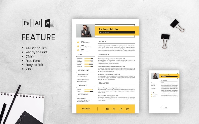 Download Резюме "CV Richard Muller Resume Template" / CV Richard Muller Resume Template - Резюме на тему графика resume,cv,job,business,work,curriculum,interview,vitae,personal,paper,professional,portfolio,letter,application,employment