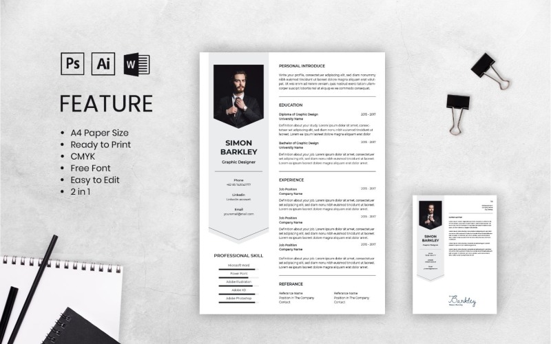 Download Резюме "CV Simon Barkley Resume Template" / CV Simon Barkley Resume Template - Резюме на тему графика resume,cv,job,business,work,curriculum,interview,vitae,personal,paper,professional,portfolio,letter,application,employment