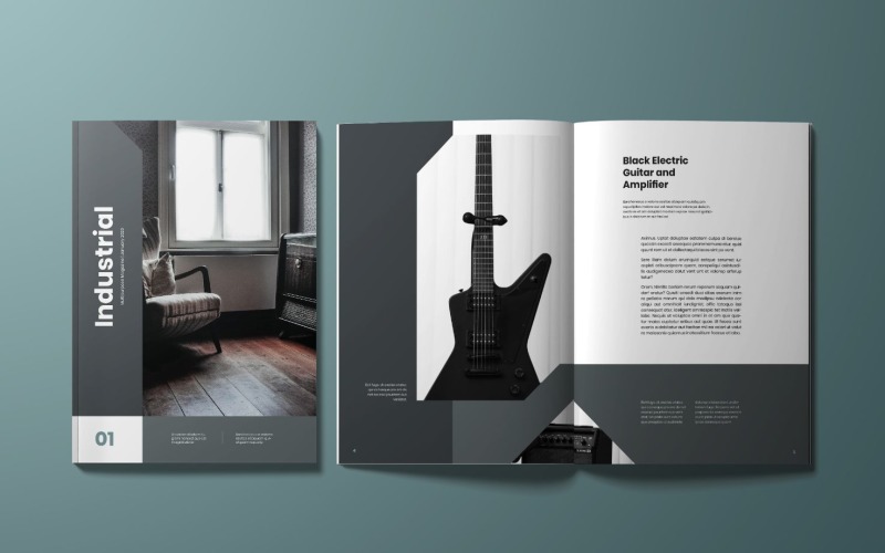 Download Magazine Template "Industrial Magazine Template" / Industrial Magazine Template - Magazine Template на тему графика magazine,template,print,editorial,catalog,brochure,look,layout,lifestyle,elegant,modern,clean,design,cover,page