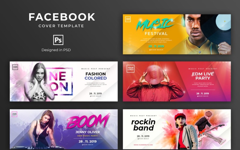 Download Шаблон для соцсетей "Music Party Festival Social Media Template" / Music Party Festival Social Media Template - Шаблон для соцсетей на тему графика facebook,cover,templates,template,covers,social,media,promotion,website,shop,ecommerce,magazine,design,fb,creative