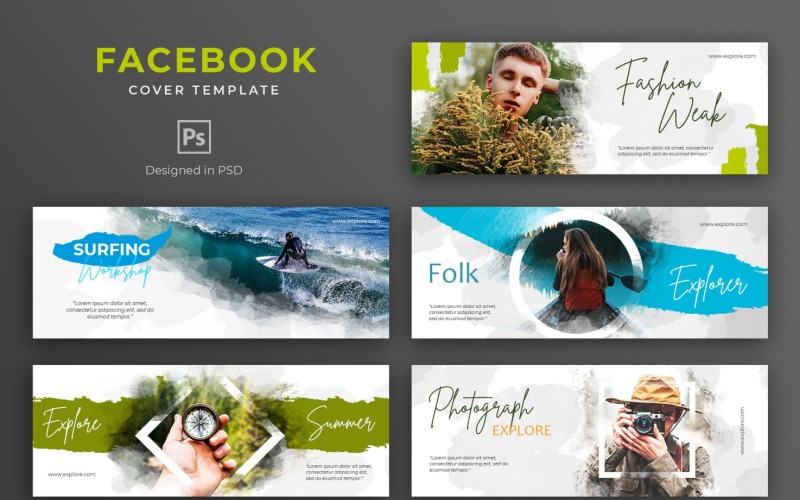 Download Шаблон для соцсетей "Photography Explore Social Media Template" / Photography Explore Social Media Template - Шаблон для соцсетей на тему графика facebook,cover,templates,template,covers,social,media,promotion,website,shop,ecommerce,magazine,design,fb,creative