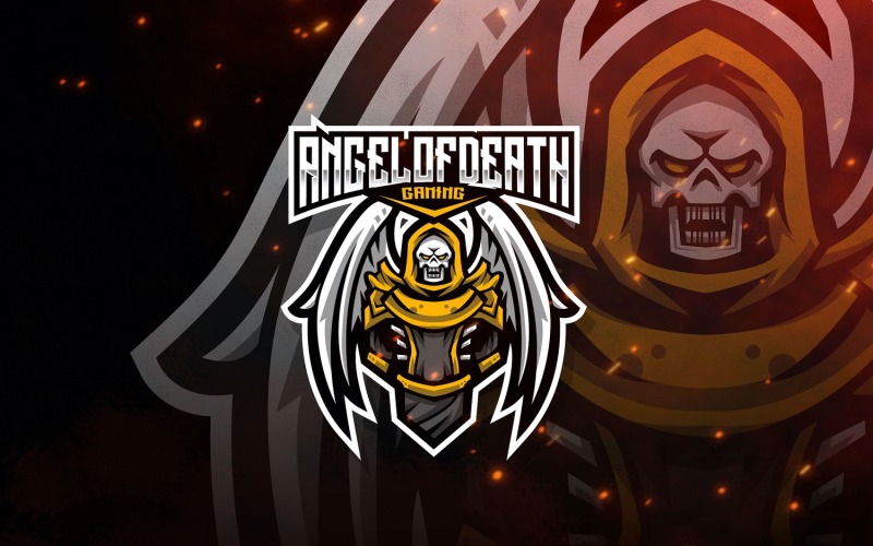 Download Шаблон логотипа "Angle of Death Esport Logo Template" / Angle of Death Esport Logo Template - Шаблон логотипа на тему графика esport,logoesport,gaming,logotemplate,character,illustration,vector,sport,graphic,logo,angle,death,wings,skull,reaper