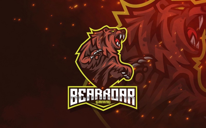 Download Шаблон логотипа "Bear Roar Logo Template" / Bear Roar Logo Template - Шаблон логотипа на тему графика esport,logoesport,gaming,logotemplate,character,illustration,vector,sport,graphic,logo,bear,roar,animal,wild,warrior