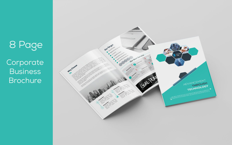 Download Фирменный стиль "Business Brochure - 8 page - Corporate Identity Template" / Business Brochure - 8 page - Corporate Identity Template - Фирменный стиль на тему графика brochure,design,8,page,magazine,corporate,bi-fold,book,business,agency,annual,report,bifold,booklet,template,company,profile,multipurpose,print,8-page