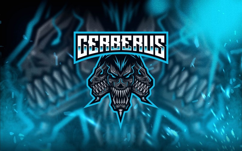 Download Шаблон логотипа "Cerberus Esport Logo Template" / Cerberus Esport Logo Template - Шаблон логотипа на тему графика esport,logoesport,gaming,logotemplate,character,illustration,vector,sport,graphic,logo,cerberus,head,wild,dog,hades