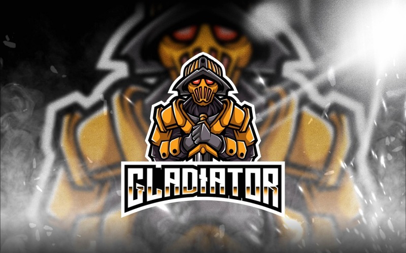 Download Шаблон логотипа "Gladiator Esport Logo Template" / Gladiator Esport Logo Template - Шаблон логотипа на тему графика esport,logoesport,gaming,logotemplate,character,illustration,vector,sport,graphic,logo,gladiator,fighter,guardian,castle,mask
