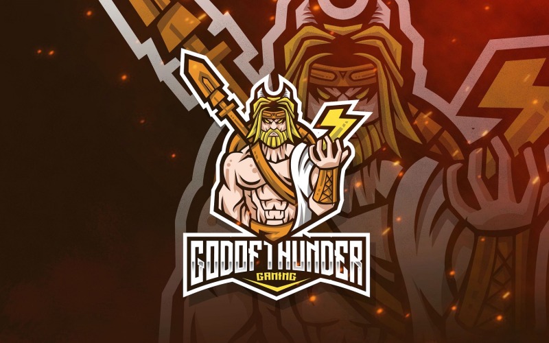 God of Thunder Logo Şablonu