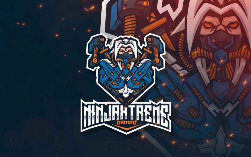 Download Шаблон логотипа "Ninja Extreme Esport Logo Template" / Ninja Extreme Esport Logo Template - Шаблон логотипа на тему графика esport,logoesport,gaming,logotemplate,character,illustration,vector,sport,graphic,logo,ninja,extreme,justu,samurai,kunai