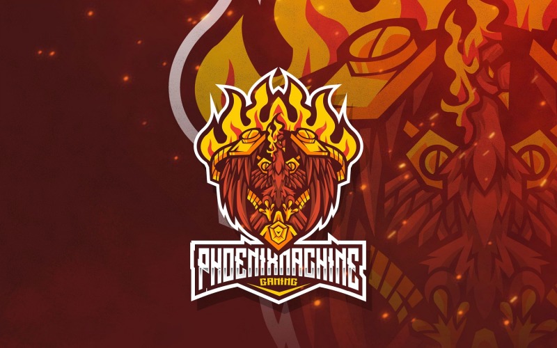 Download Шаблон логотипа "Phoenix Machine Esport Logo Template" / Phoenix Machine Esport Logo Template - Шаблон логотипа на тему графика esport,logoesport,gaming,logotemplate,character,illustration,vector,sport,graphic,logo,phoenix,bird,legend,machine,fire