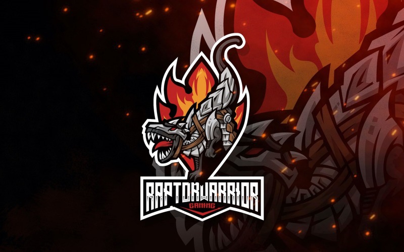 Download Шаблон логотипа "Raptor Warrior Logo Template" / Raptor Warrior Logo Template - Шаблон логотипа на тему графика esport,logoesport,gaming,logotemplate,character,illustration,vector,sport,graphic,logo,dinosaurs,raptor,velocyraptor,rex,wild,warrior