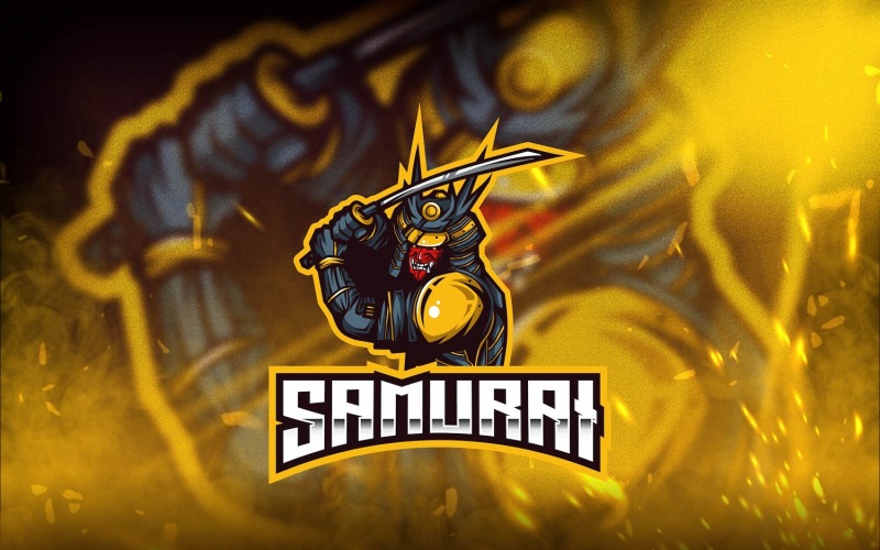 Download Шаблон логотипа "Samurai Esport Logo Template" / Samurai Esport Logo Template - Шаблон логотипа на тему графика esport,logoesport,gaming,logotemplate,character,illustration,vector,sport,graphic,logo,samurai,warior,justu,sword,katana