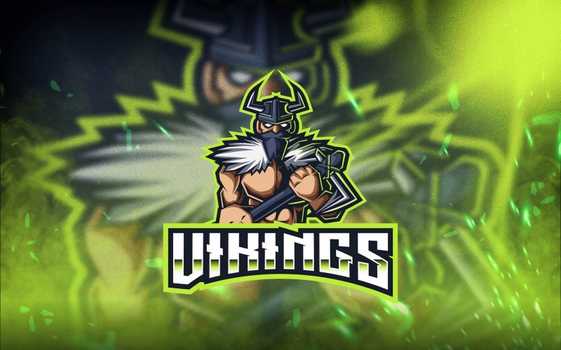 Download Шаблон логотипа "Vikings Esport Logo Template" / Vikings Esport Logo Template - Шаблон логотипа на тему графика esport,logoesport,gaming,logotemplate,character,illustration,vector,sport,graphic,logo,vikings,fighter,axe,viking,kingdom