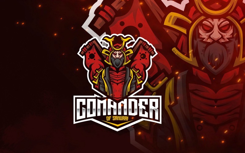 Download Шаблон логотипа "Comander of Samurai Esport Logo Template" / Comander of Samurai Esport Logo Template - Шаблон логотипа на тему графика esport,logoesport,gaming,logotemplate,character,illustration,vector,sport,graphic,logo,samurai,warrior,japan,swordsman,commander
