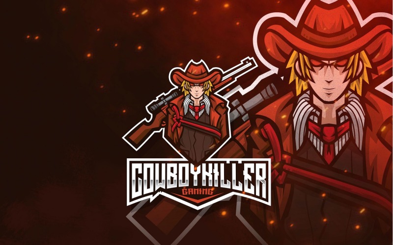 Download Шаблон логотипа "Cowboy Killer Esport Logo Template" / Cowboy Killer Esport Logo Template - Шаблон логотипа на тему графика esport,logoesport,gaming,logotemplate,character,illustration,vector,sport,graphic,logo,cowboy,killer,shoot,gun,sniper