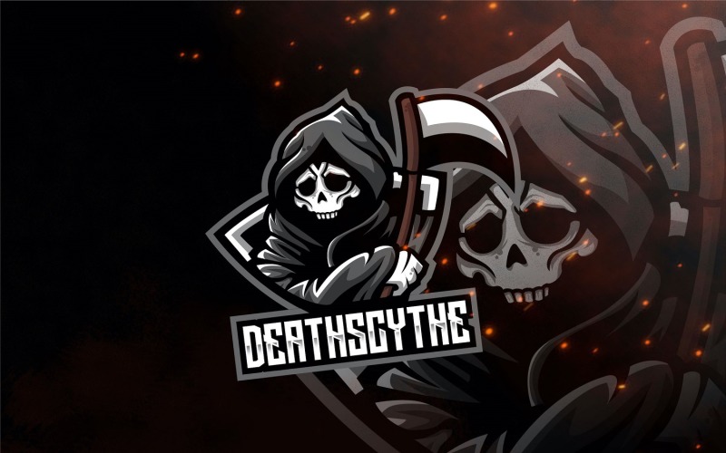 Download Шаблон логотипа "Death Scythe Esport Logo Template" / Death Scythe Esport Logo Template - Шаблон логотипа на тему графика esport,logoesport,gaming,logotemplate,character,illustration,vector,sport,graphic,logo,death,scyhte,dark,angle,reaper