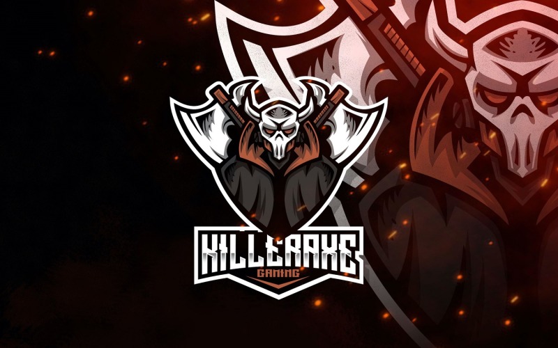 Download Шаблон логотипа "Killer Axe Esport Logo Template" / Killer Axe Esport Logo Template - Шаблон логотипа на тему графика esport,logoesport,gaming,logotemplate,character,illustration,vector,sport,graphic,logo,fighter,killer,axe,warrior