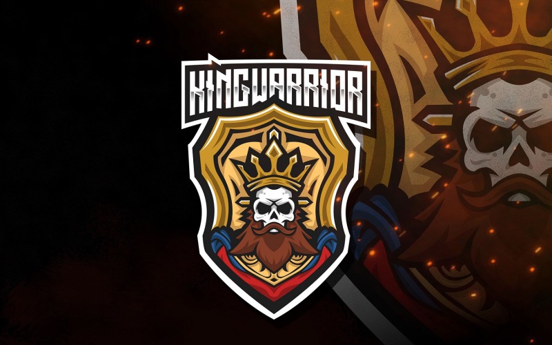 Download Шаблон логотипа "King Warrior Esport Logo Template" / King Warrior Esport Logo Template - Шаблон логотипа на тему графика esport,logoesport,gaming,logotemplate,character,illustration,vector,sport,graphic,logo,skull,king,warrior,lord