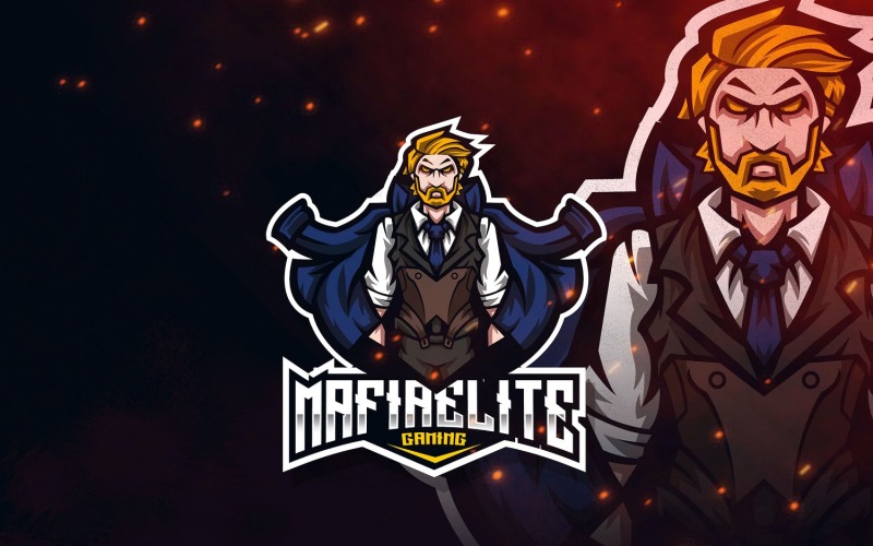 Download Шаблон логотипа "Mafia Elite Esport Logo Template" / Mafia Elite Esport Logo Template - Шаблон логотипа на тему графика esport,logoesport,gaming,logotemplate,character,illustration,vector,sport,graphic,logo,mafia,elite,shoot,gun,gangster