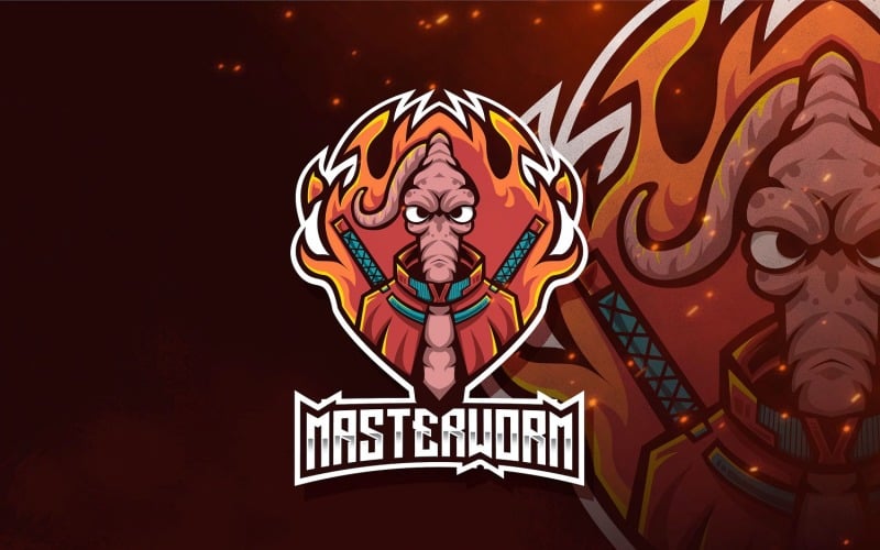 Download Шаблон логотипа "Master Worm Espor Logo Template" / Master Worm Espor Logo Template - Шаблон логотипа на тему графика esport,logoesport,gaming,logotemplate,character,illustration,vector,sport,graphic,logo,worm,master,guru,legend,sensei