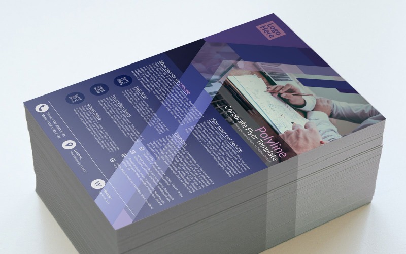 Download Фирменный стиль "Polyline Flyer - Corporate Identity Template" / Polyline Flyer - Corporate Identity Template - Фирменный стиль на тему графика line,purple,parallelogram,fyler,print,paper,propaganda,arrow,a4,ai,eps