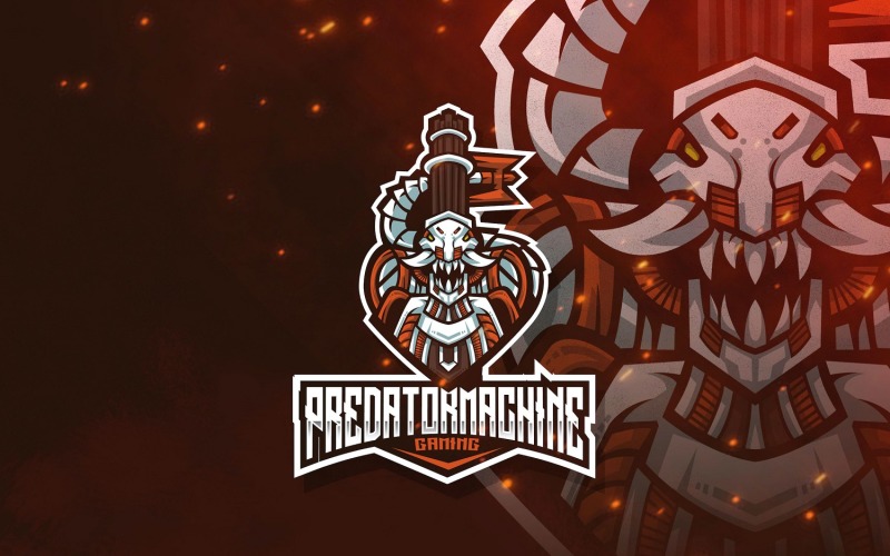Download Шаблон логотипа "Predator Machine Esport Logo Template" / Predator Machine Esport Logo Template - Шаблон логотипа на тему графика esport,logoesport,gaming,logotemplate,character,illustration,vector,sport,graphic,logo,killer,machine,hunter,predator