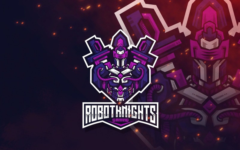 Download Шаблон логотипа "Robot Knight Esport Logo Template" / Robot Knight Esport Logo Template - Шаблон логотипа на тему графика esport,logoesport,gaming,logotemplate,character,illustration,vector,sport,graphic,logo,robot,knight,warrior,robotic,rogue