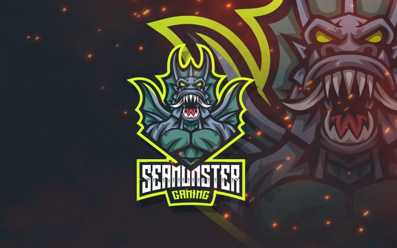 Download Шаблон логотипа "Sea Monster Esport Logo Template" / Sea Monster Esport Logo Template - Шаблон логотипа на тему графика logo,esport,logoesport,gaming,logotemplate,character,illustration,vector,sport,graphic,sea,monster