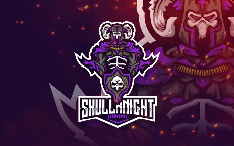 Download Шаблон логотипа "Skull Knight Esport Logo Template" / Skull Knight Esport Logo Template - Шаблон логотипа на тему графика esport,logoesport,gaming,logotemplate,character,illustration,vector,sport,graphic,logo,skull,knight,king,warrior,swordsman