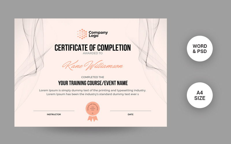 Download Шаблон сертификата "Modern Certificate Template" / Modern Certificate Template - Шаблон сертификата на тему графика certificate,diploma,custom,graduation,school,template,editable,completion,of,word