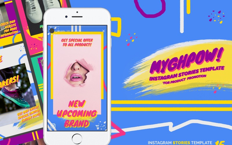 Download Шаблон для соцсетей "MYGHPOW - Instagram Stories Template for Social Media" / MYGHPOW - Instagram Stories Template for Social Media - Шаблон для соцсетей на тему графика creative,instagram,story,stories,fashion,stylish,funky,retro,80s,groovy,fancy,business,lifestyle,layout,unique