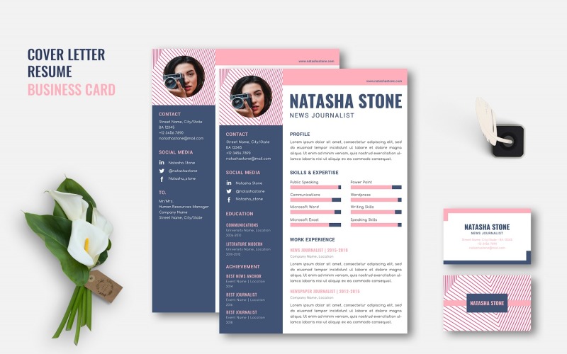Download Резюме "Natasha - Business CV Set Resume Template" / Natasha - Business CV Set Resume Template - Резюме на тему графика business,company,corporate,agency,coverletter,letter,modern,marketing,card,clean,creative,businesscard,layout,resume