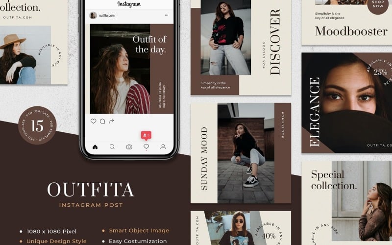 Outfita - Plantilla de publicación de Instagram de moda para redes sociales