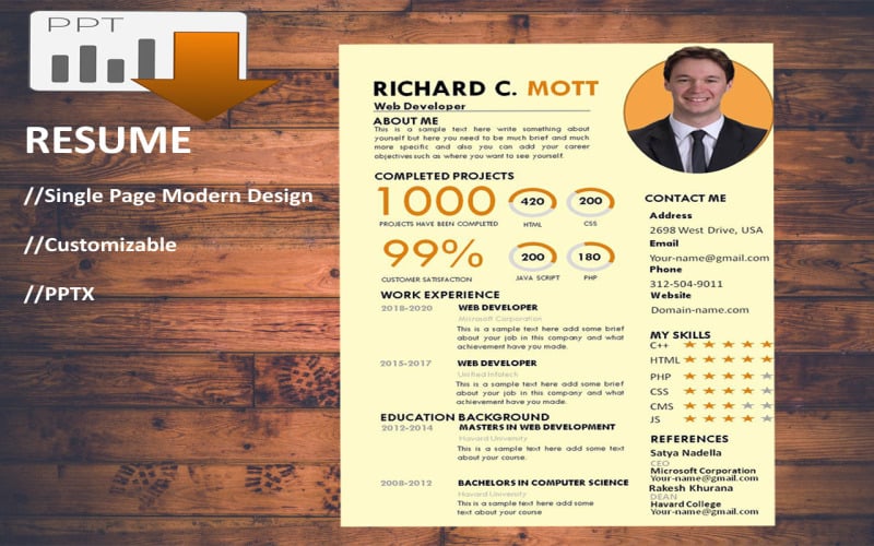 Professional Web Developer Printable Resume Template PowerPoint template