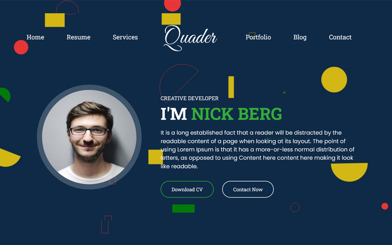 Quader - Personal Portfolio Website Template