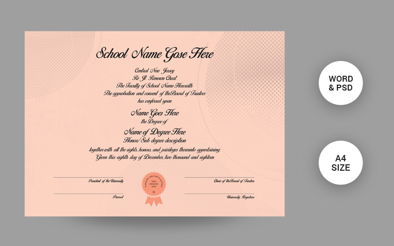 Download Шаблон сертификата "School Certificate Template" / School Certificate Template - Шаблон сертификата на тему графика school,diploma,certificate,template,university,custom,college,certificateundefined