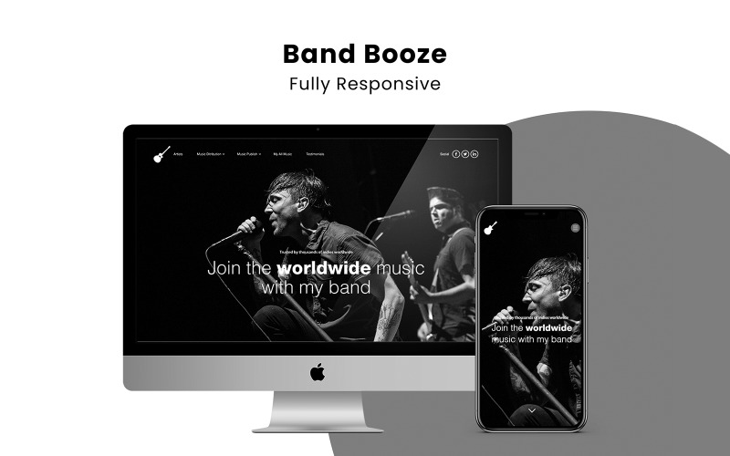 Band Booze - Адаптивный шаблон целевой страницы портфолио