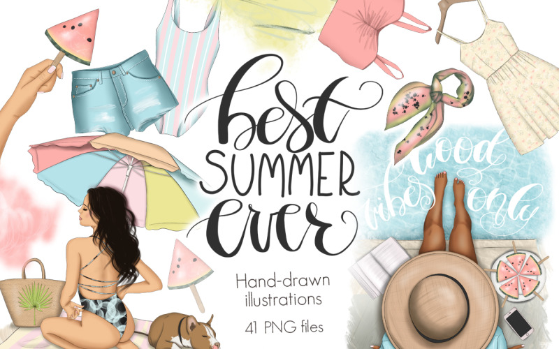 Best Summer Ever Clipart & Patterns - Illustration