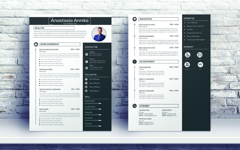 Download Резюме "Clean Resume Template" / Clean Resume Template - Резюме на тему графика a4,cv,clean,resume,cover,letter,creative,curriculum,vitae,set,doc,document,docx,elegant,job,minimalist,modern,portfolio