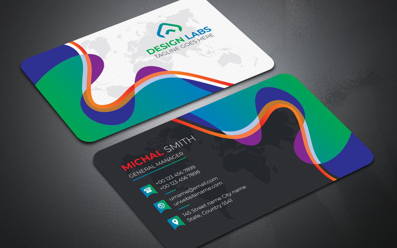 Download Фирменный стиль "Colorful Business Card - Corporate Identity Template" / Colorful Business Card - Corporate Identity Template - Фирменный стиль black,blue,bundle,business,card,clean,cmyk,color,company,corporate,creative,design,green,horizontal,modern,personal,print,ready,professional,psd